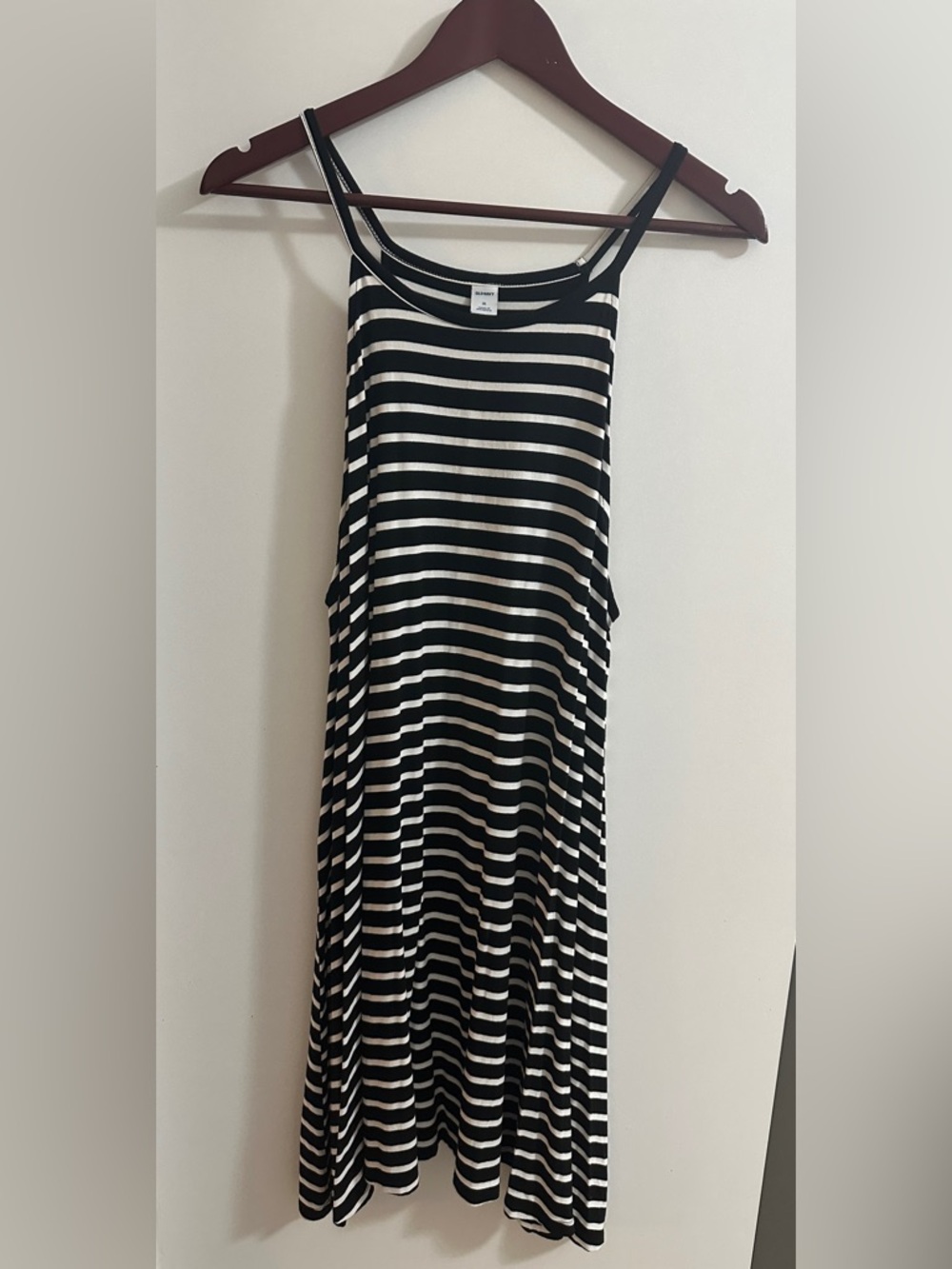 Old Navy Black & White Striped Mini Dress with Thin Straps